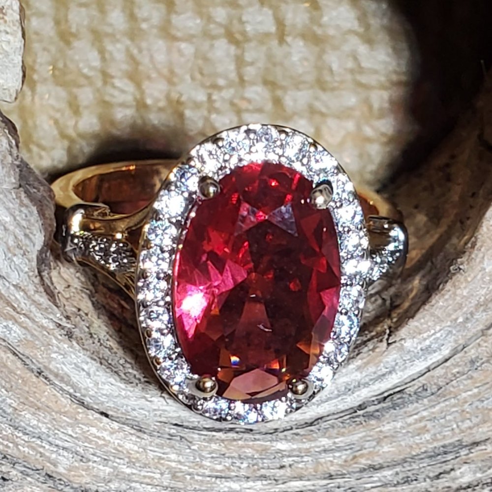 Beatrice Cocktail Ring - Solid Copper with Red Zircon & Cubic Zironian-NEW SIZES